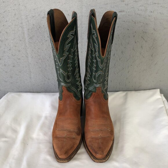Lucchese 1883 Boots Womens Size 6.5 Brown Green Leather Western Cowboy Cowgirl - Picture 2 of 16